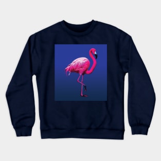 Striking Pink Flamingo on blue Crewneck Sweatshirt